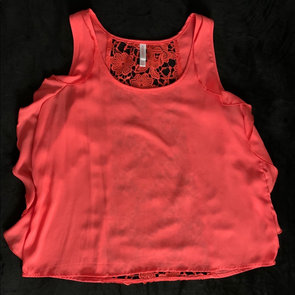 Sleeveless Coral Lace Blouse